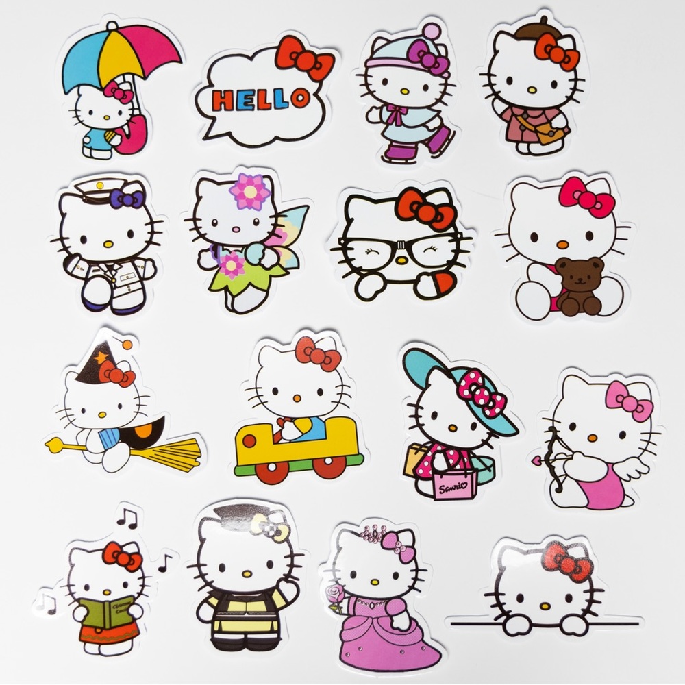16 pcs Hello Kitty Sanrio Vinyl stickers decals